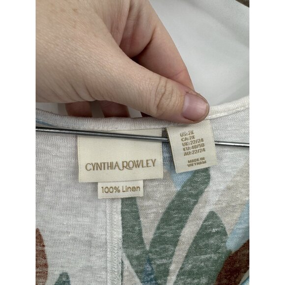 Cynthia Rowley 100% Linen Colorful Too Women 2X Tropical Vacation Beach - Picture 3 of 8